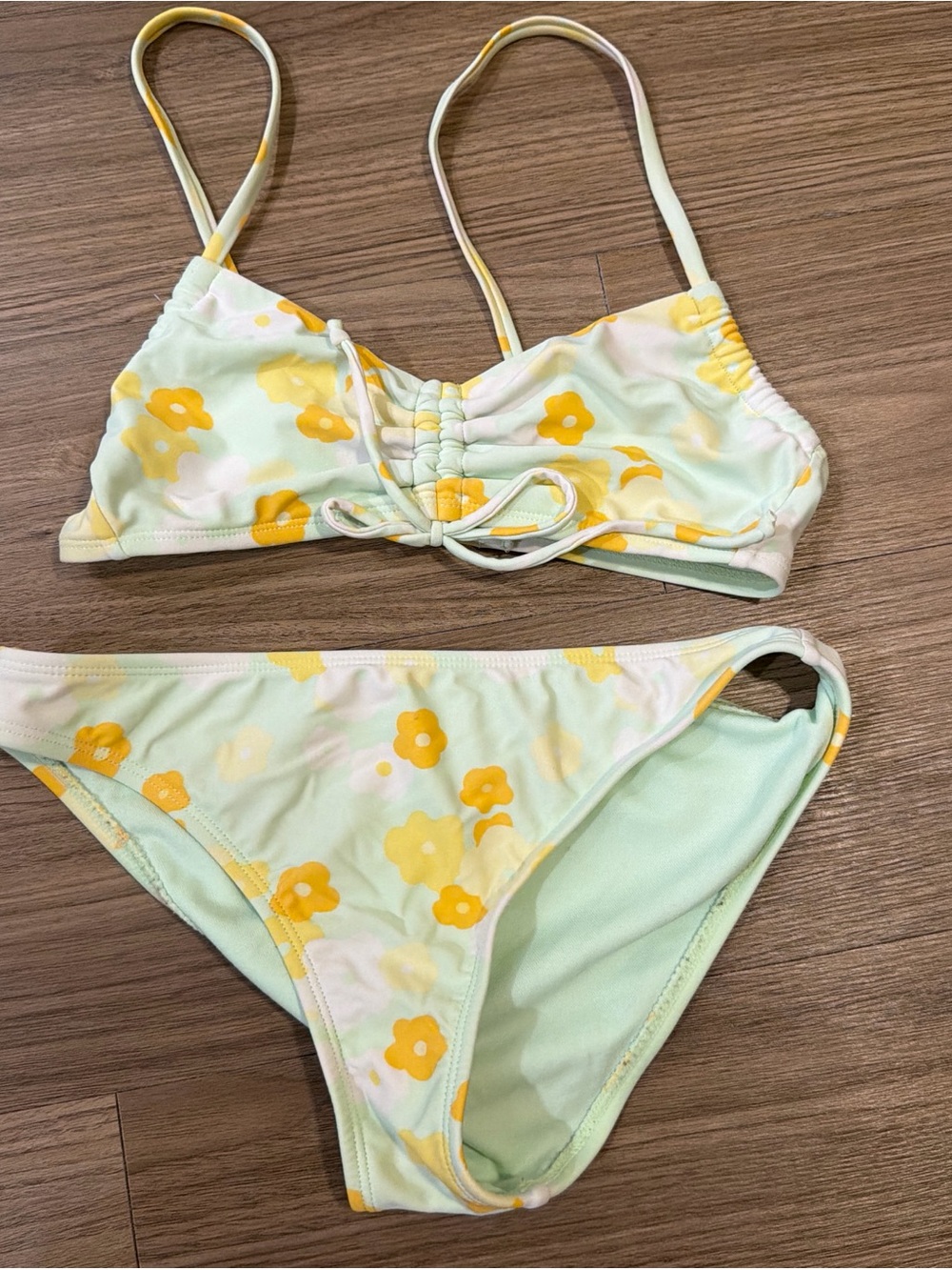 Xhilaration Mint Green & Yellow Floral Bikini